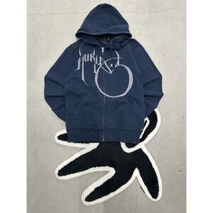 Hurley Mens Navy Blue Gothic Logo Full Zip Hoodie Sweatshirt Size M